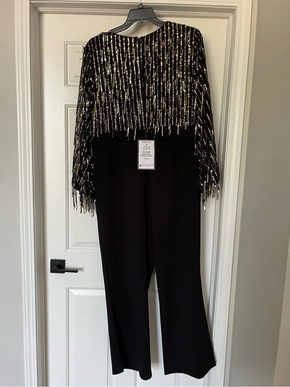🖤✨ Eliza J Sequin Fringe Straight-Leg Jumpsuit Dress Sequin Size 18W NWT